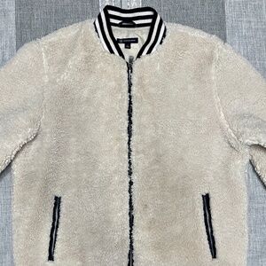 INC International Concepts Cream/Faux‑Shearling Sherpa Bomber Jacket • XL